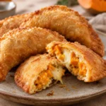 Mezzelunes fritas rellenas de calabaza y queso, crujientes y sabrosas