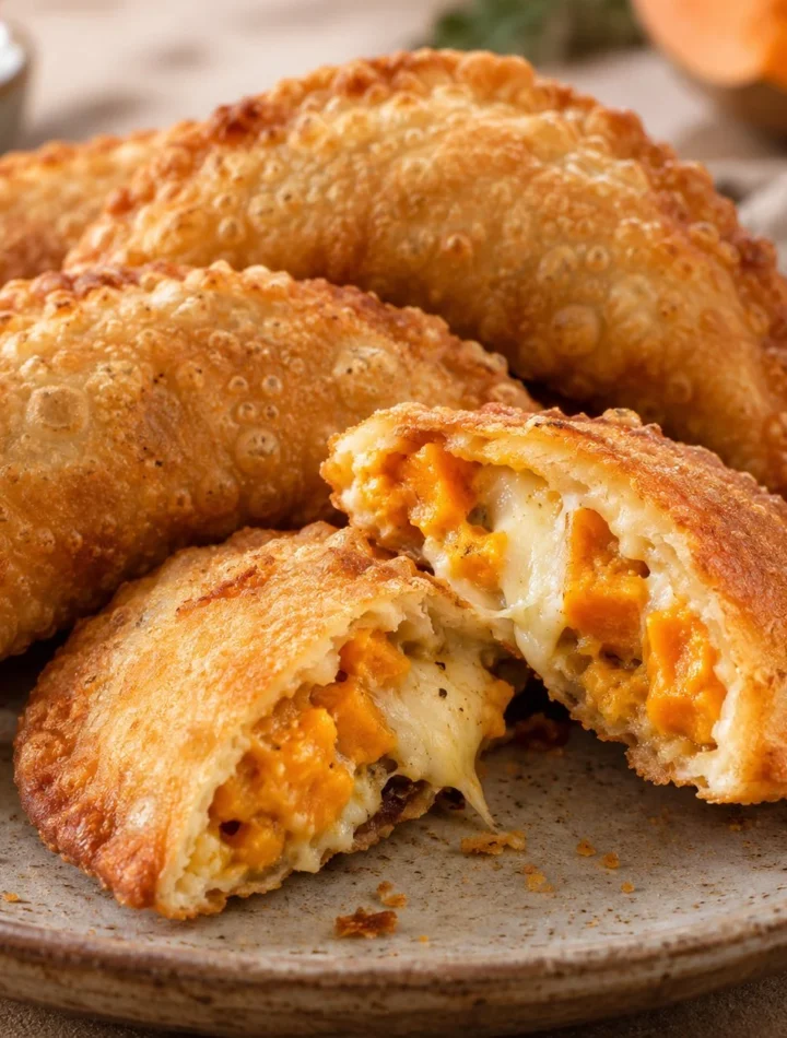 Mezzelunes fritas rellenas de calabaza y queso 4 Mezzelunes fritas rellenas de calabaza y queso, crujientes y sabrosas