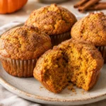 Muffins de calabaza con canela recién horneados y esponjosos